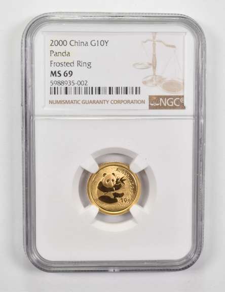 MS69 2000 China Gold 10 Yuan - Panda - Frosted Ring - Graded NGC