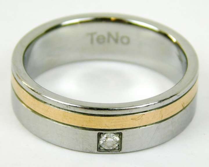 TeNo Stainless & Copper Diamond Band, Size 7.5