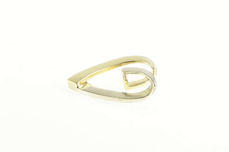 10K Yellow Gold Two Tone Squared Loop Heart Love Romantic Pendant