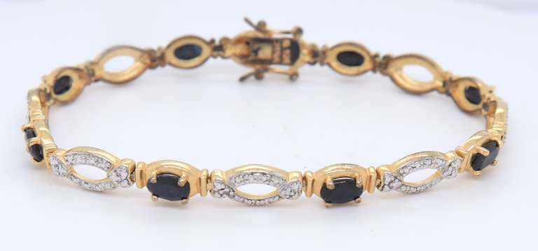 Sterling Silver Black Onyx and Cubic Zirconia Bracelet