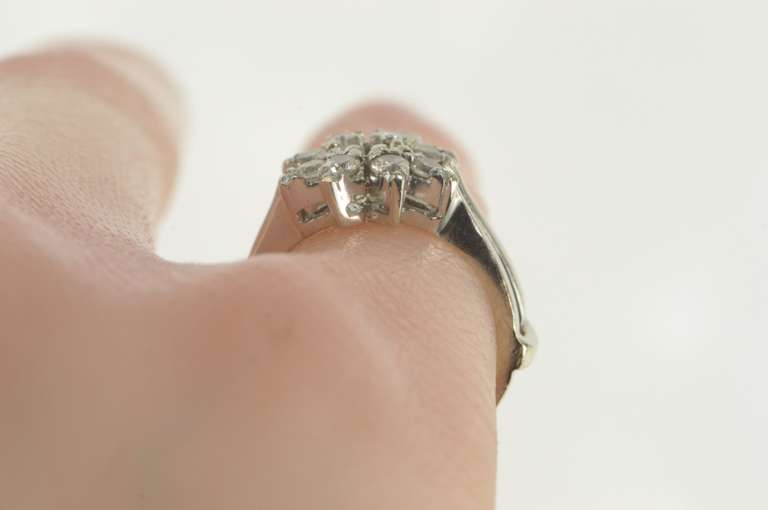 14K White Gold Round Floral Halo Wrap Wedding Band Guard Ring