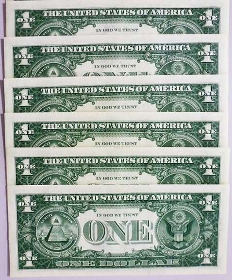 (6) Gem Crisp 1957 $1 Silver Certificates-Consecutive!