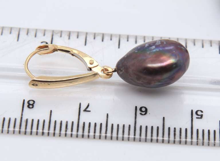 Handsome Yellow Gold Fresh Water Pearl Drop Earrings