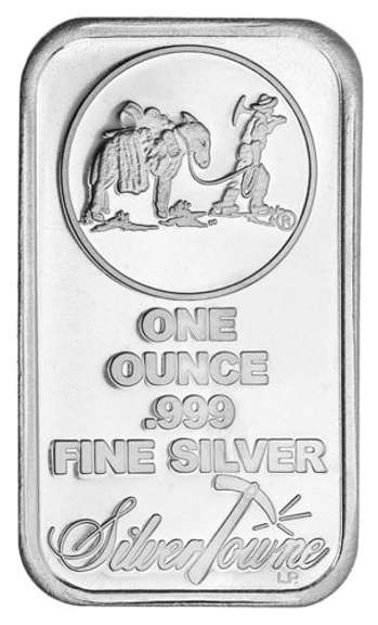 Prospector and Donkey Silver Town .999 Fine 5 Troy Ounces 5 oz Silver Bar