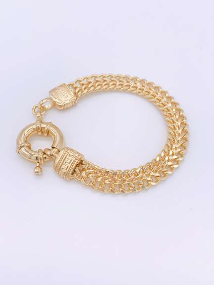 Fancy Italian Made 18kt Gold Plated Greek Key Design Bracelet