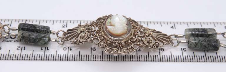 Vintage Sterling Silver Cameo Link Bracelet