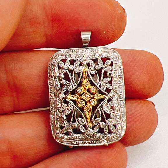 14kt Solid Gold & Diamond Pendant
