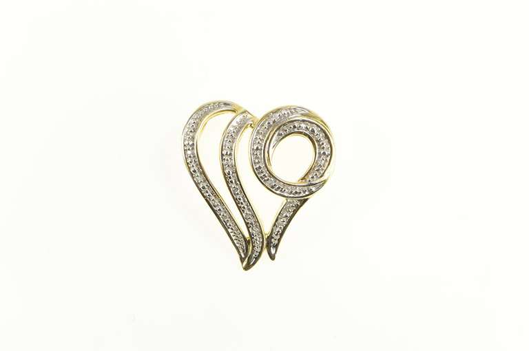 10K Yellow Gold Heart Diamond Inset Loop Love Symbol Pendant