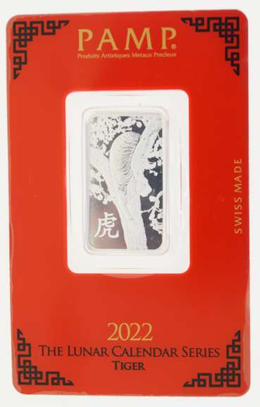 2022 Pamp Lunar Tiger .999 10 Gram Fine Silver Bar