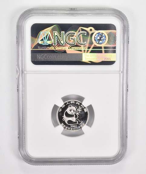 PF69UCAM 2002 China 100 Yuan 1/10 Oz .999 Platinum Panda Anniv NGC