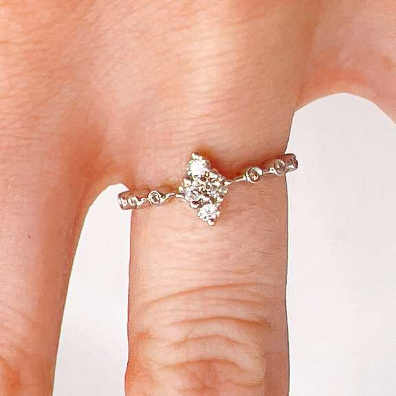 14kt Solid White Gold & Diamond Ring