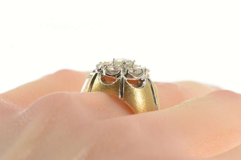 14K Yellow Gold 3.00 Ctw Retro Ornate Diamond Cluster Ring