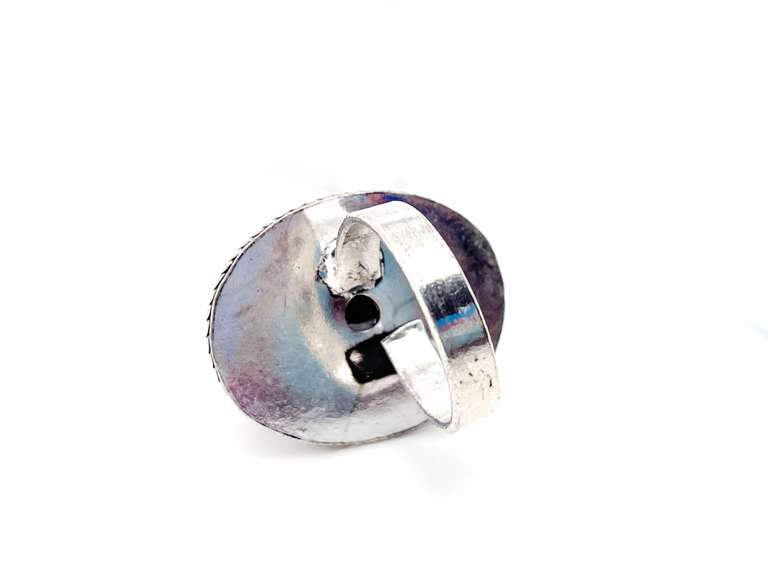 Rhodochrosite Gemstone in Tibetan Silver Weave Ring