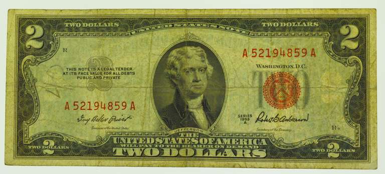 1953-A Red Seal $2 Bill