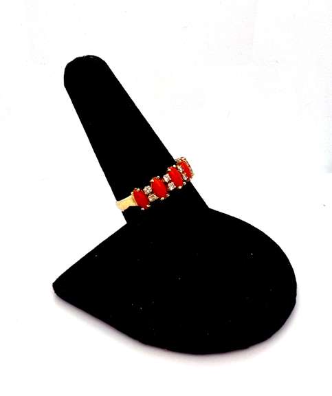 Stunning 18kt Yellow Gold Coral and Diamond Band