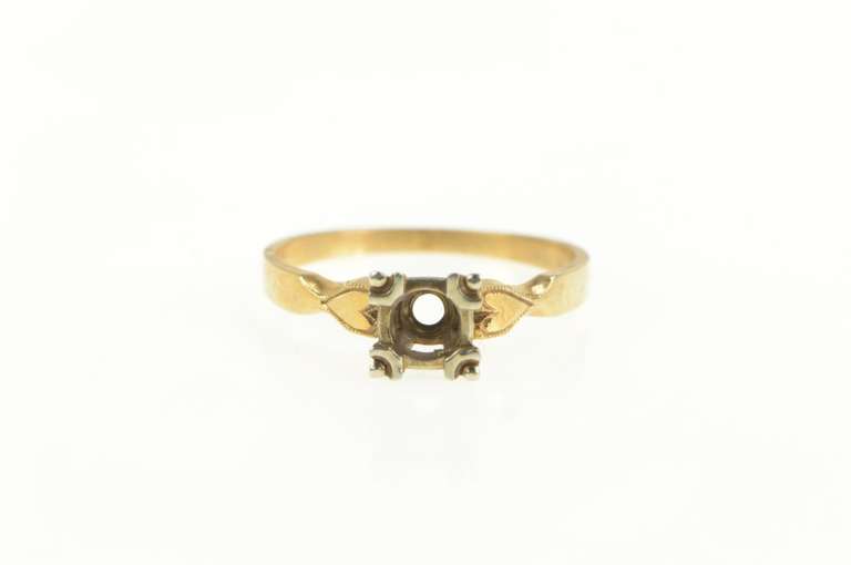 14K Yellow Gold 3.8mm Vintage NOS 1950's Engagement Setting Ring