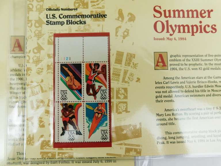 6 US Olympics Commemorative Stamp Blocks