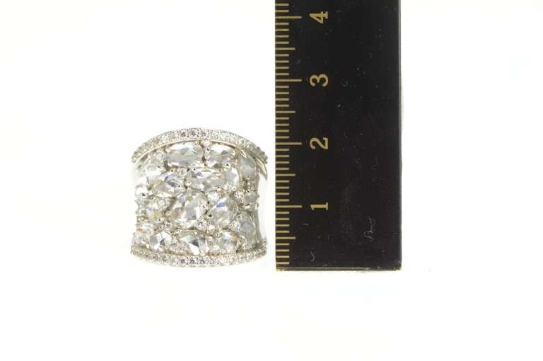 Sterling Silver Curved CZ Encrusted Pave Statement Band Ring