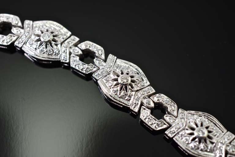 Elegant Heavy Platinum and Diamond Bracelet