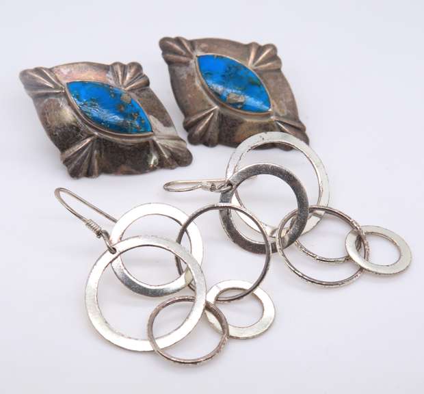 Group Lot of 2 Vintage Sterling Silver Earrings