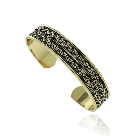 18K Gold Plated Vintage Braided Rope Bangle Bracelet