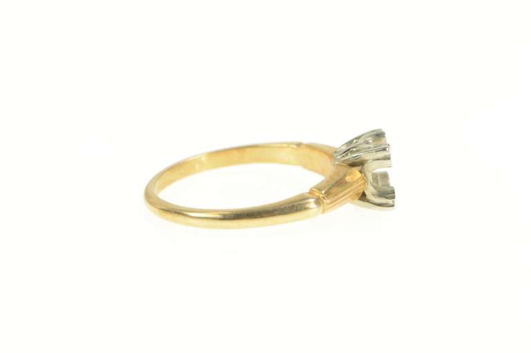 14K Yellow Gold 4.35mm Vintage NOS 1950's Two Tone Setting Ring