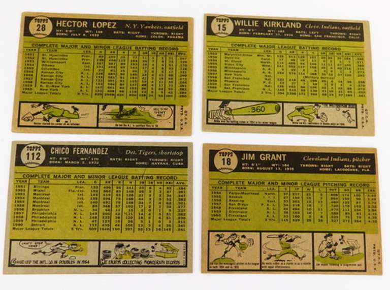 4 Topps 1961 Baseball Cards