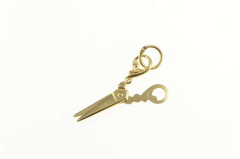 14K Yellow Gold 3D Scissors Arts & Crafts School Charm/Pendant