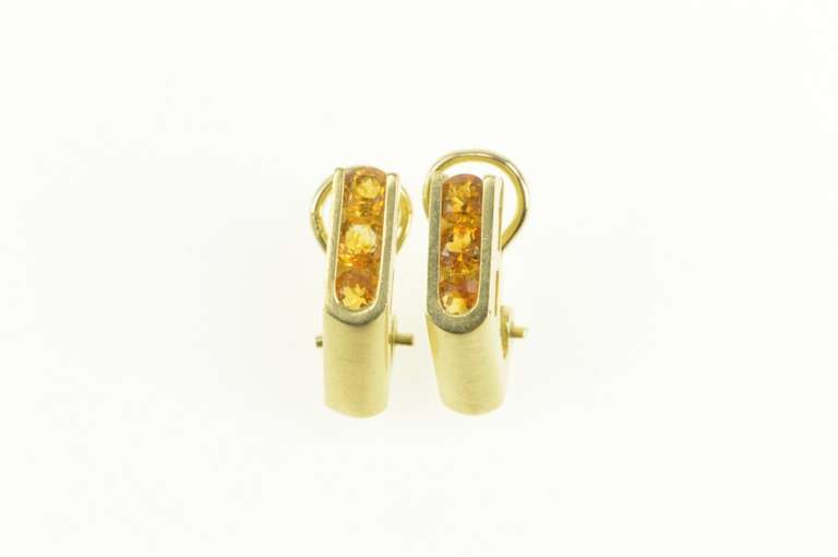 14K Yellow Gold Geometric Citrine Squared Lever Back Earrings