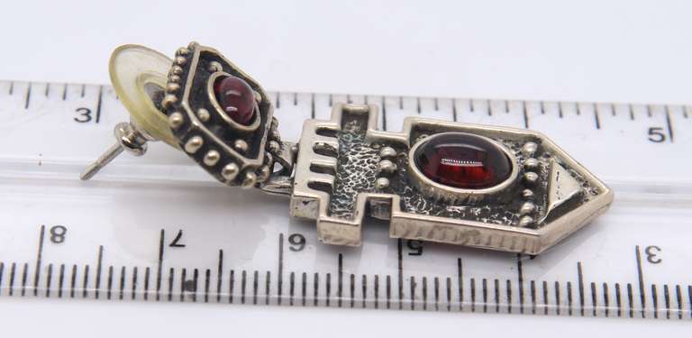 Vintage Sterling Silver Signed Gemstone Dangle Earrings