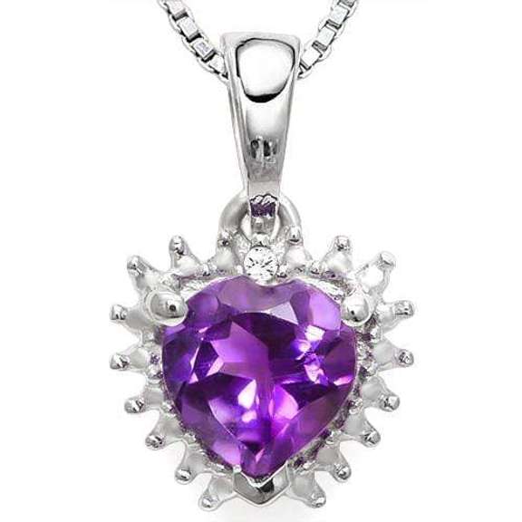 2/3 CT AMETHYST & DIAMOND 925 STERLING SILVER PENDANT