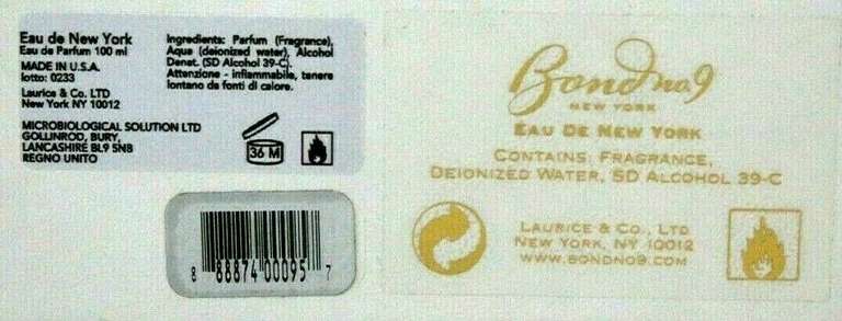 BOND No 9 NYC EAU DE NEW YORK Eau De Parfum Spray 3.3 Oz / 100 ml BRAND NEW ITEM