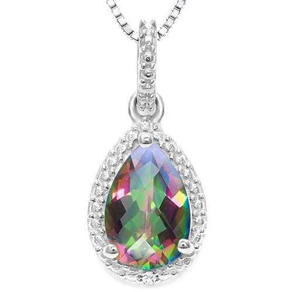 1.19 CT MYSTIC GEMSTONE & DIAMOND 925 STERLING SILVER PENDANT