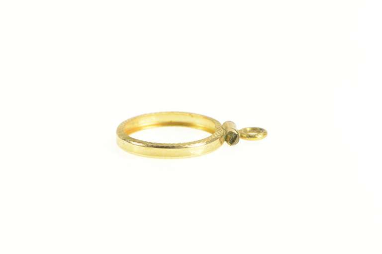 14K Yellow Gold 13.5mm Grooved 1/20 oz. Gold Panda Coin Charm/Pendant