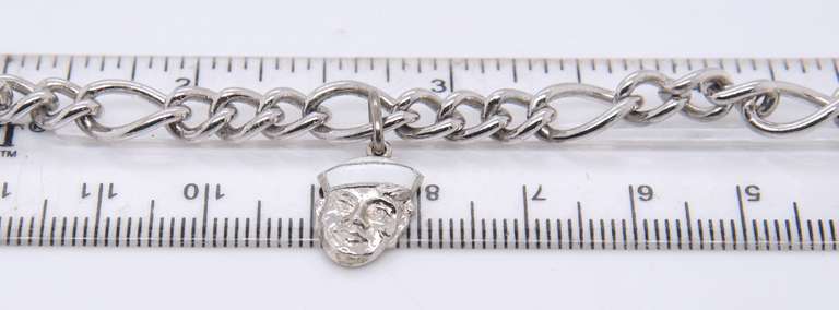 Vintage Sterling silver Figaro Link Bracelet with Charm
