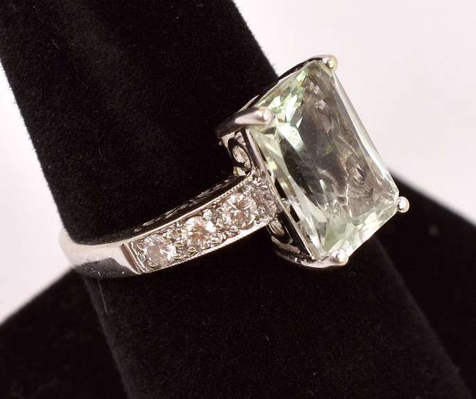 Gorgeous Green Amethyst Ring in 14K White Gold