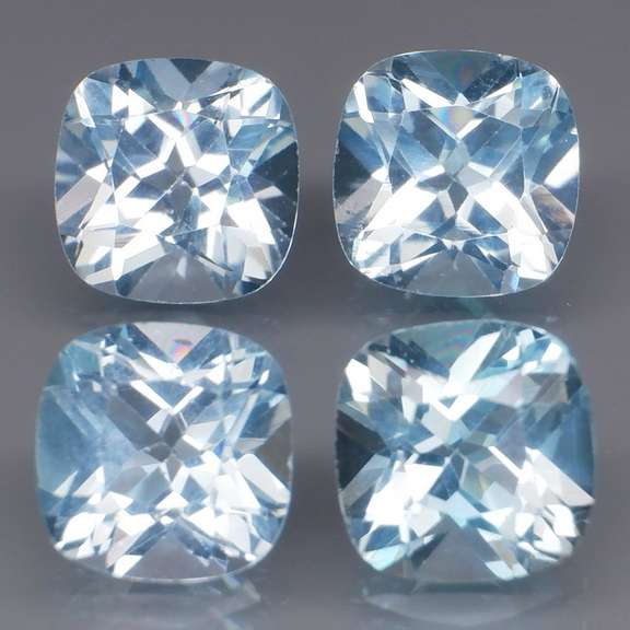 Matched! 4 piece 10.44ct full fire sky blue Topaz set