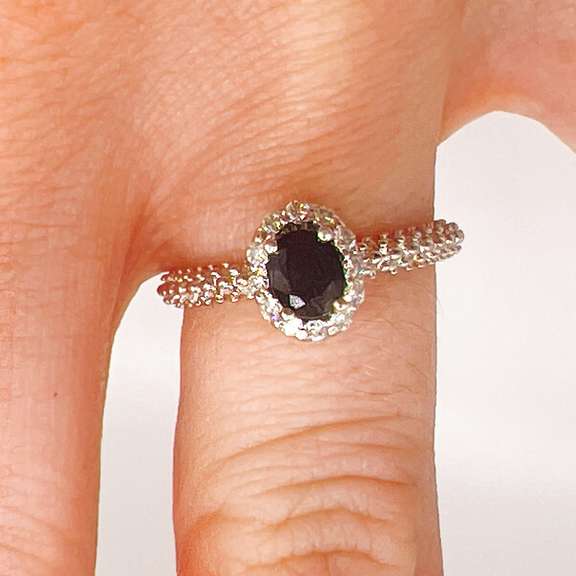 14kt White Gold, Blue Sapphire, & Diamond Ring