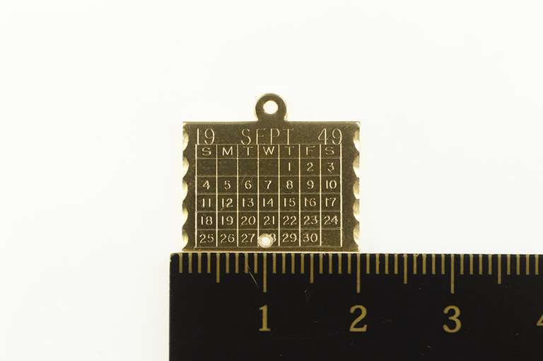 14K Yellow Gold September Retro Date to Remember Charm/Pendant