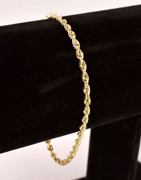 Brilliant Rope Chain Bracelet in 14K Yellow Gold