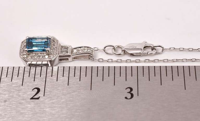 Stunning Blue Diamond Pendant in 14K White Gold