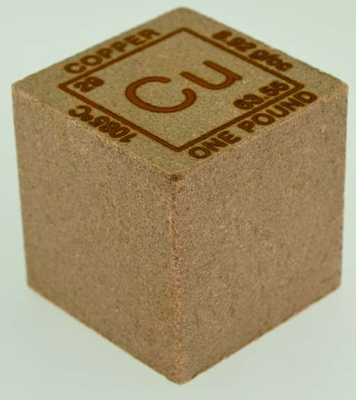 1.5 Inch Element Cube 1 lb .999 Fine Copper (One Pound - 16 oz) Bullion Bar