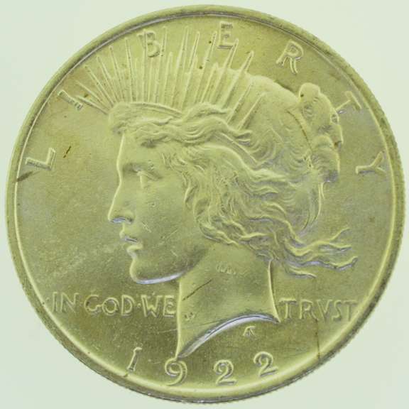 1922 Peace Silver Dollars $1 US Coin Flashy White Slider BU