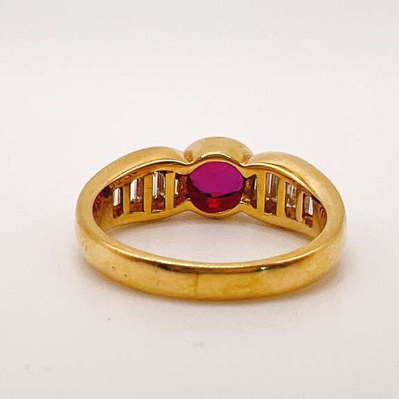 18kt Yellow Gold, Ruby, & Diamond Ring
