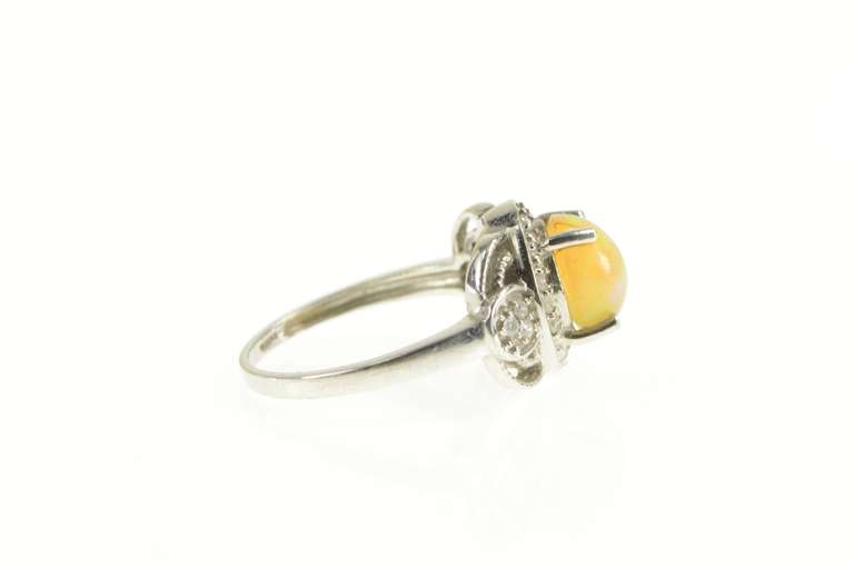 10K White Gold 2.02 Ctw Opal Diamond Halo Engagement Ring