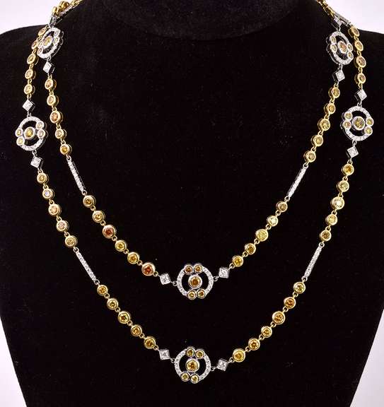 Dazzling Approx. 14.74CTW Diamond Necklace in 18K White Gold
