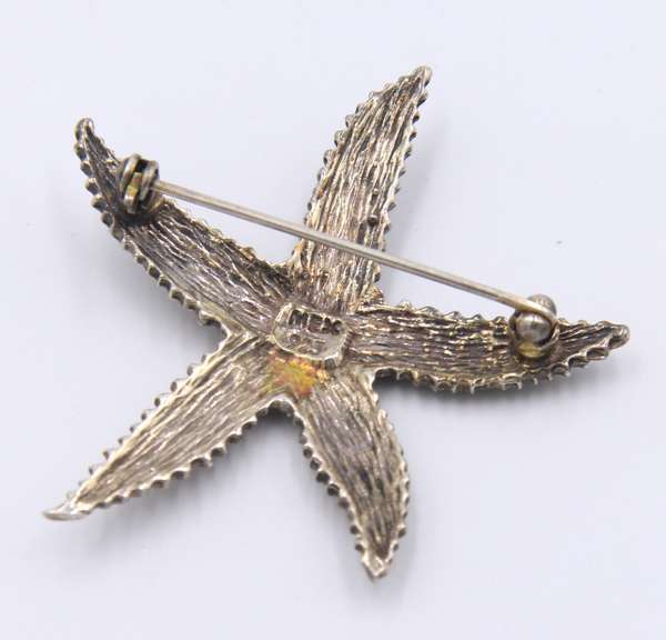 Vintage Sterling Silver Starfish Pin Brooch