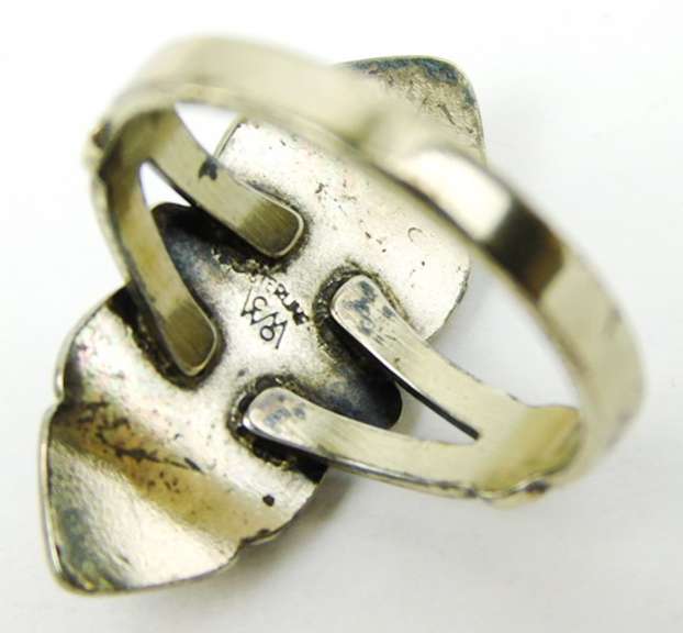 Signed Navajo Sterling Turquoise Ring, Size 5