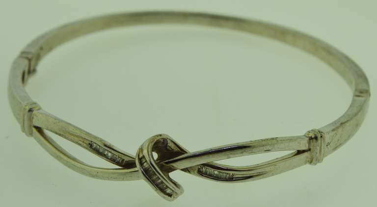 Sterling Silver Diamond Knot Bangle