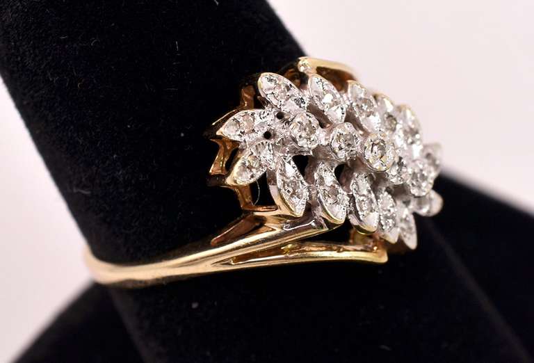 Dazzling Waterfall Diamond Ring in Yellow Gold
